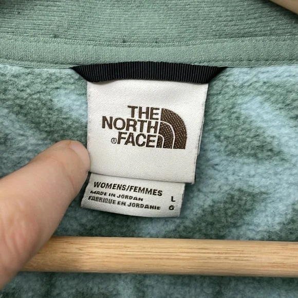 [L] NORTH FACE Crescent Fair Isle 1/4 Zip Fleece Pullover Green Women’s Large - Picture 5 of 7